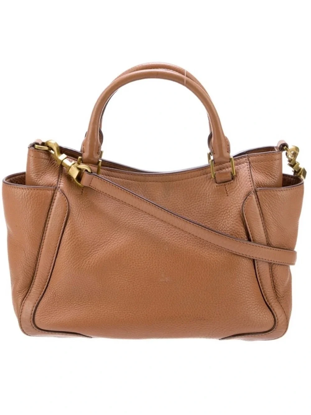 Tory Burch Tan Leather Frances Satchel with Detachable Strap